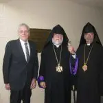 Larry Barnes with H.H. Catholicos Aram I and H.E. Archbishop Moushegh Mardirossian During Ground Blessing Ceremony of Las Vegas St. Garabed Church, October 20, 2011