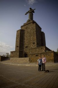 Director Christopher Chambers and lead actor John Roohinian visit the famous Mother Armenia Monument