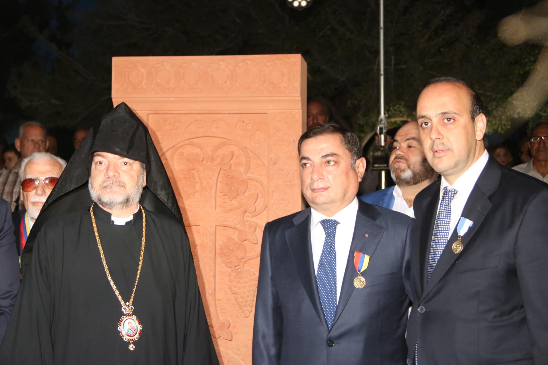 Archishop Doghramajian with Mr. Baghdasaryan and Mr. Phedonas