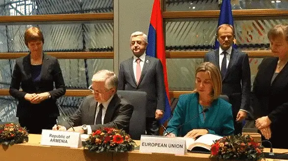 The Comprehensive and Enhanced Partnership Agreement (CEPA) between the #EU and #Armenia is signed, by FA Minister Edward Nalbandian and High Representative of the European Union for Foreign Affairs and Security Policy Federica Mogherini