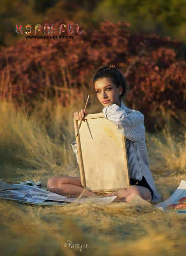 Miss Armenia Dayana Davtyan modeling in the field