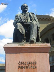 Hovhannes Tumanyan statue out of opera house armenia