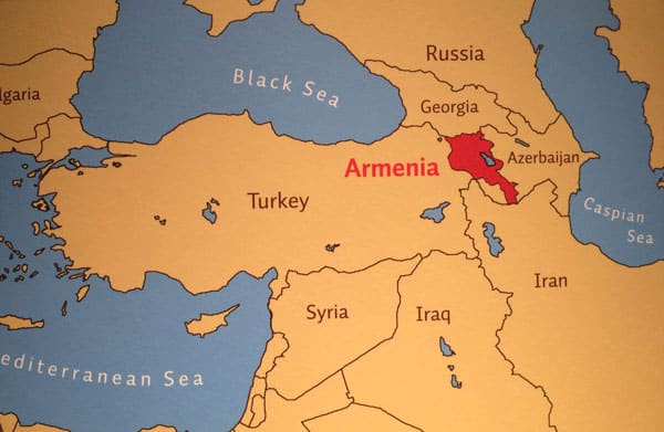 Current borders and location of the country Armenia