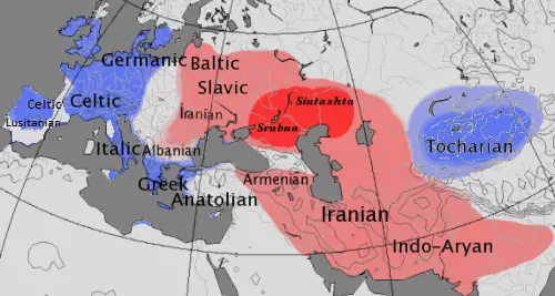 A map showing closest languages to Armenian.