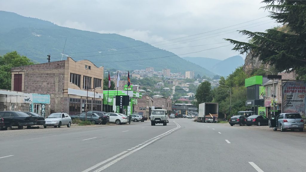 A street in Ijevan on an ordinary weekday morning.
